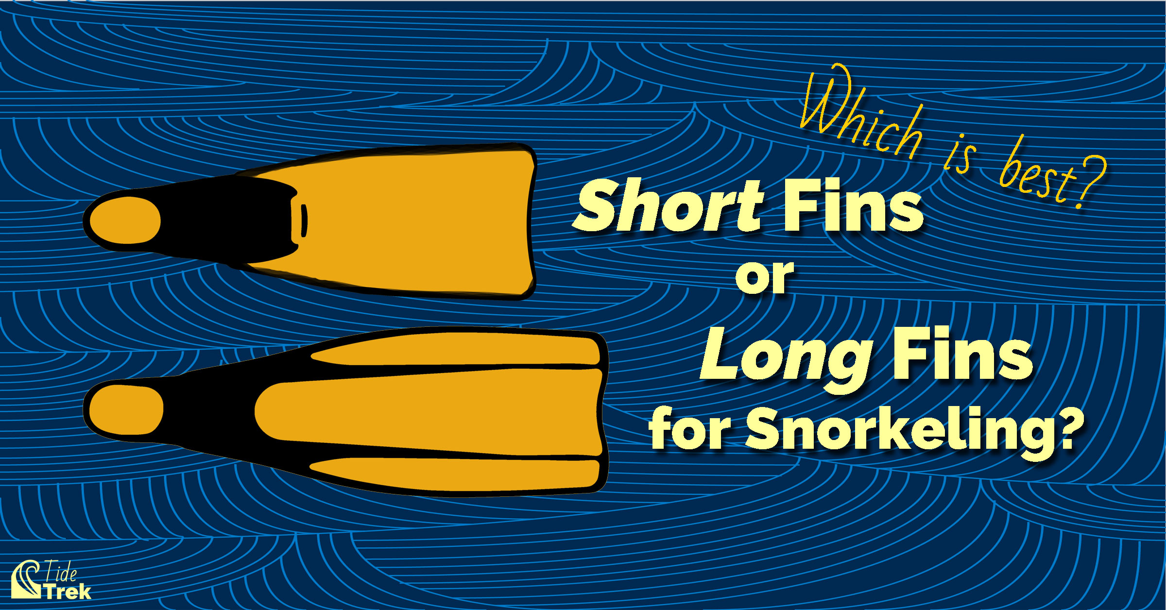 Which is best? Short fins or long fins for snorkeling? With cartoons of a long and short fin